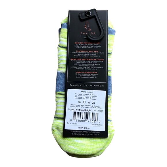 3 Pair Tavi Sport Socks Parker Citrus Taylor Salt Taylor Bright Size Medium NIP - Picture 4 of 11